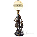 Life size mother and child lamp bronze sculpture
